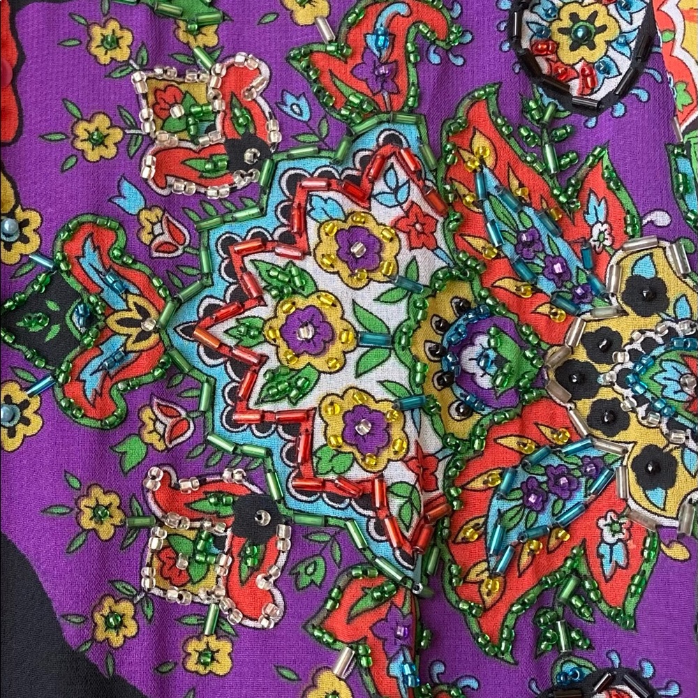 DIANE FREIS Vintage 80s colorful floral beaded dress - Picture 3 of 11